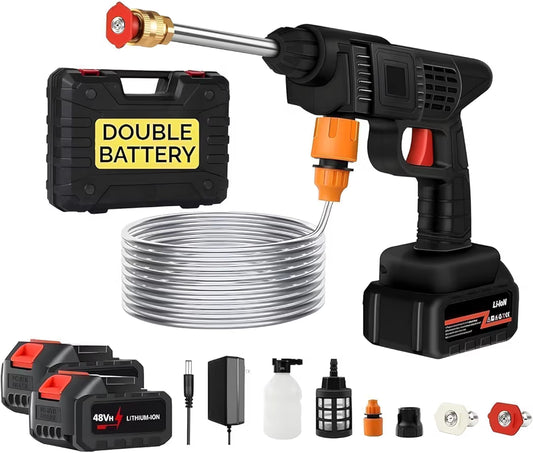 Double Battery 48V Rechargeable Electric, Car Washer Gun (1 Set)